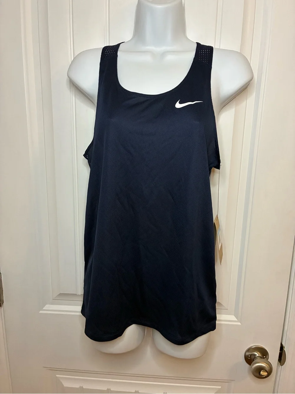Nike Navy Mesh Athletic Tank with White Swoosh